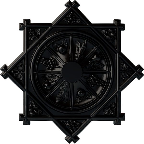 Ekena Millwork Antilles Ceiling Medallion (Fits Canopies up to 6"), Hand-Painted Jet Black, 38 1/4"OD x 1 1/2"P CM38ANBLF - main